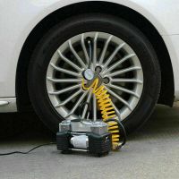 Двуцилиндров компресор за автомобили с LED фенер, маркуч за въздух и инструменти - Image 4