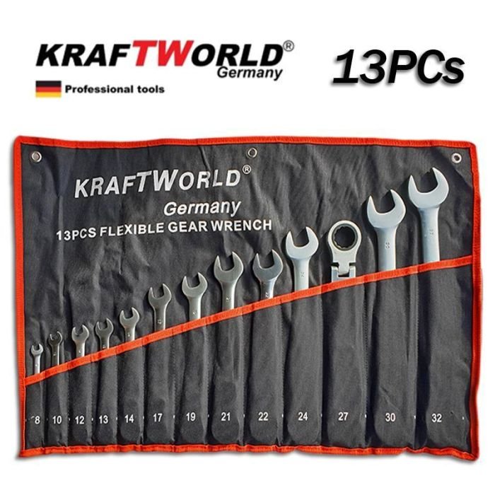 Звездогаечни тресчотни ключове с чупещо рамо KraftWorld 8-32mm