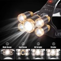 Супер мощен LED челник с акумулаторни батерии и 5 LED диода - Image 2