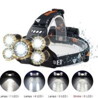 Супер мощен LED челник с акумулаторни батерии и 5 LED диода - Image 6