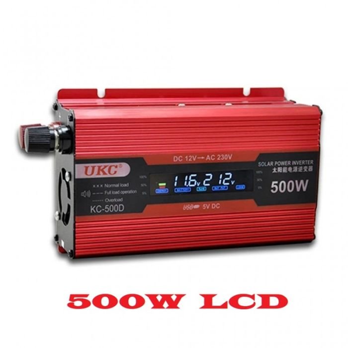 Инвертор на напрежение UKC KC-500D, 24V - 220V, 500W, LCD дисплей - Image 5